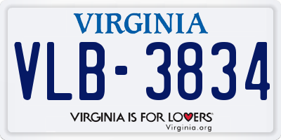VA license plate VLB3834