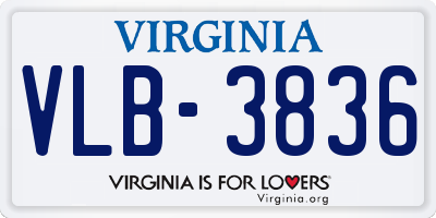 VA license plate VLB3836