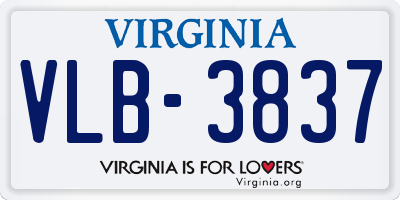 VA license plate VLB3837