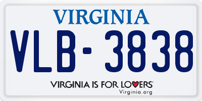 VA license plate VLB3838