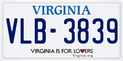 VA license plate VLB3839