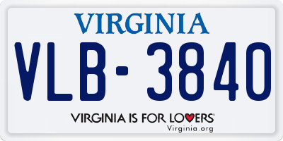 VA license plate VLB3840