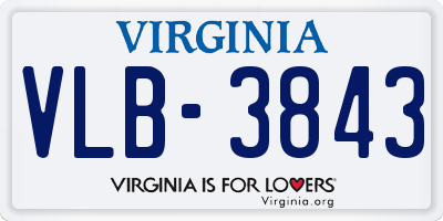 VA license plate VLB3843