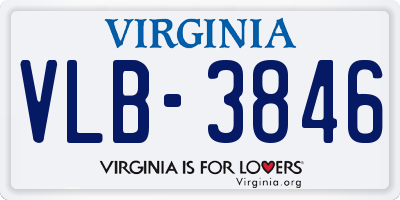 VA license plate VLB3846