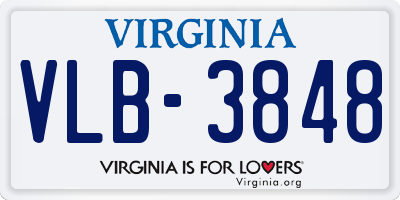VA license plate VLB3848