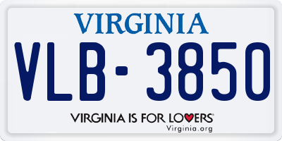 VA license plate VLB3850