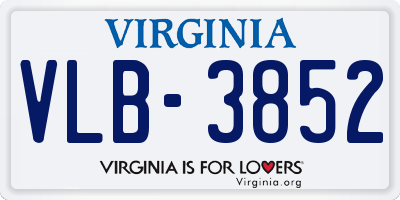 VA license plate VLB3852