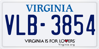 VA license plate VLB3854