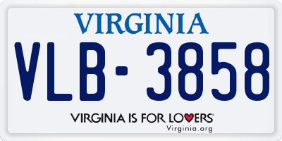 VA license plate VLB3858