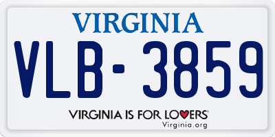 VA license plate VLB3859