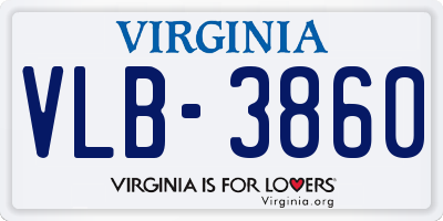 VA license plate VLB3860