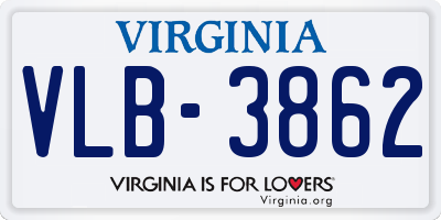VA license plate VLB3862