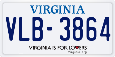 VA license plate VLB3864
