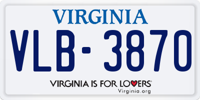 VA license plate VLB3870