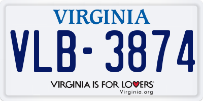 VA license plate VLB3874