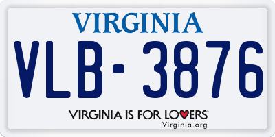 VA license plate VLB3876