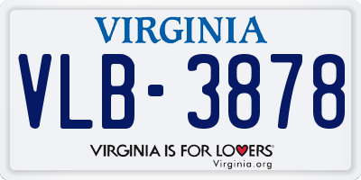 VA license plate VLB3878
