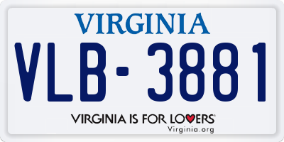 VA license plate VLB3881