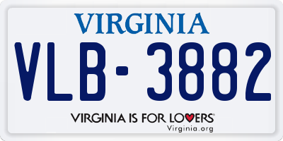 VA license plate VLB3882