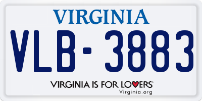 VA license plate VLB3883