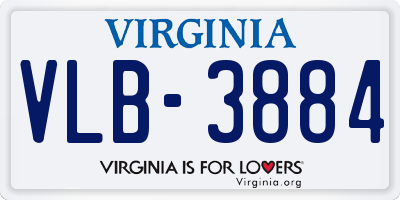 VA license plate VLB3884