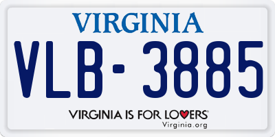 VA license plate VLB3885