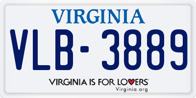 VA license plate VLB3889