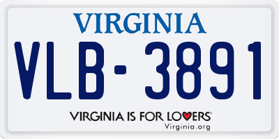 VA license plate VLB3891