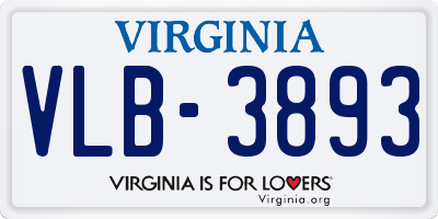 VA license plate VLB3893
