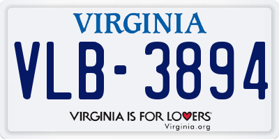 VA license plate VLB3894