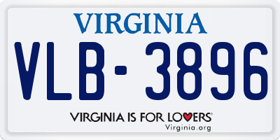 VA license plate VLB3896