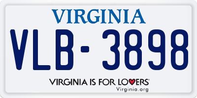 VA license plate VLB3898