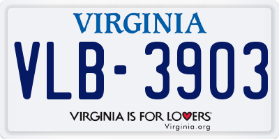VA license plate VLB3903