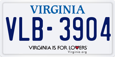 VA license plate VLB3904
