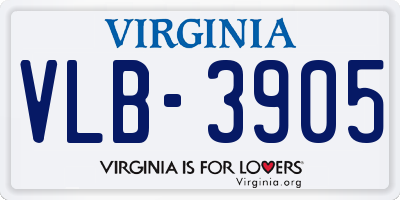VA license plate VLB3905