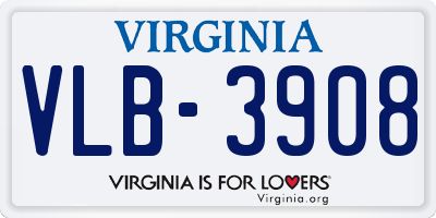VA license plate VLB3908
