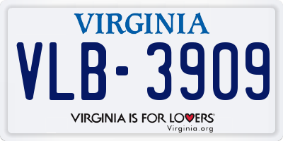 VA license plate VLB3909