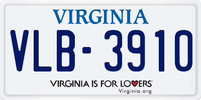 VA license plate VLB3910