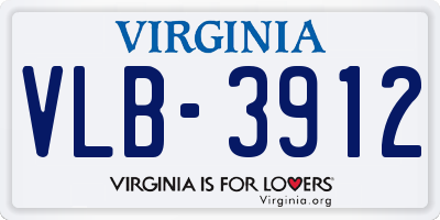 VA license plate VLB3912