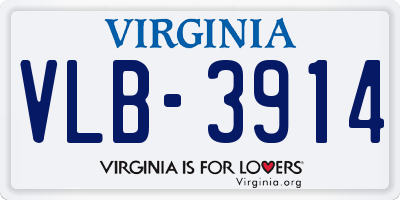 VA license plate VLB3914