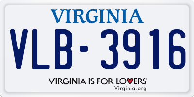 VA license plate VLB3916