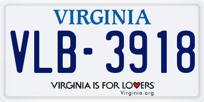 VA license plate VLB3918
