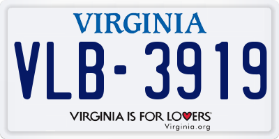 VA license plate VLB3919