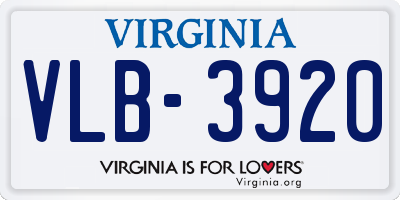 VA license plate VLB3920