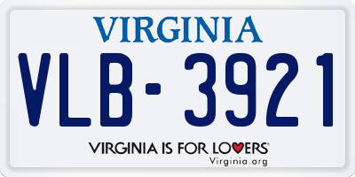 VA license plate VLB3921