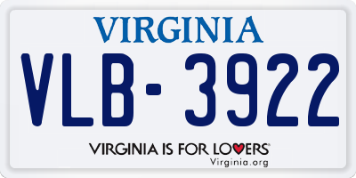 VA license plate VLB3922