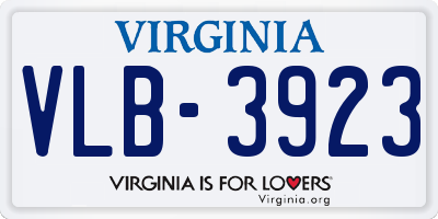 VA license plate VLB3923