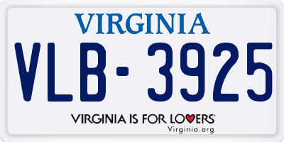 VA license plate VLB3925