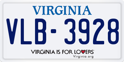 VA license plate VLB3928