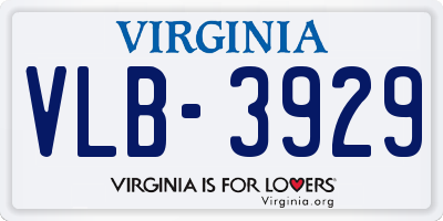 VA license plate VLB3929